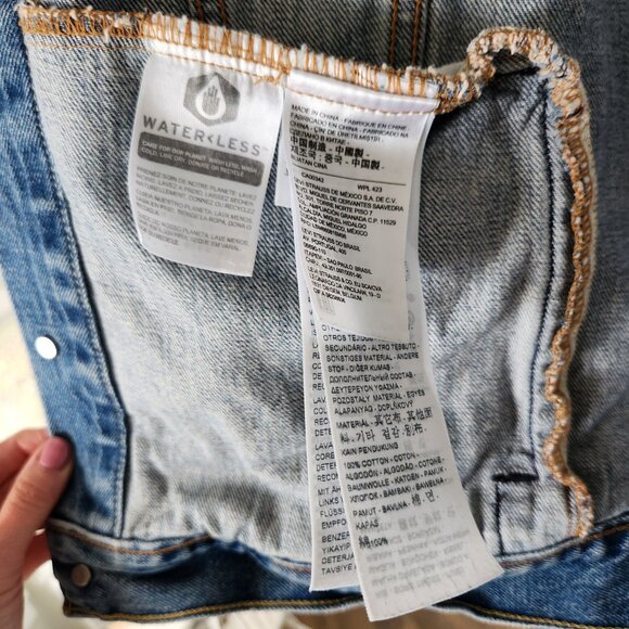 Levis Hybrid Hoodie Trucker Jacket Mens Large L Blue Gray 100% Cotton Denim EUC - Picture 6 of 8